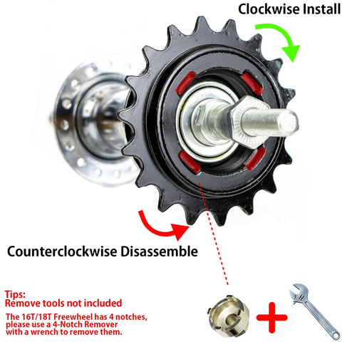 16T Single Speed Bicycle Freewheel Half By Eighth Inch Threaded Type Black Replacement Part with installation instructions