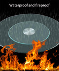 Tempered Glass Lazy Susan Turntable For Dining Tables And Banquets, waterproof and fireproof with flames and rain illustration