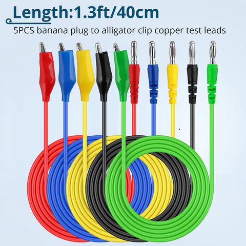 Back Probe Kit 35 Piece Automotive Test Leads Set with colorful banana plug to alligator clip cables.