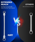 Comparison of extended reach and standard wrenches for "Six Piece Metric Ratcheting Wrench Set With Flex Heads 8 To 19 mm"