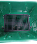 50Lb Push Spreader With Enclosed Gearbox And Powder Coated Steel Frame hopper interior view