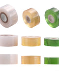 Grafting Tape For Fruit Trees, 3 Pack Stretchable Floristry Film In 3 Colors, rolls showing front and side views, Pro Grade Healing