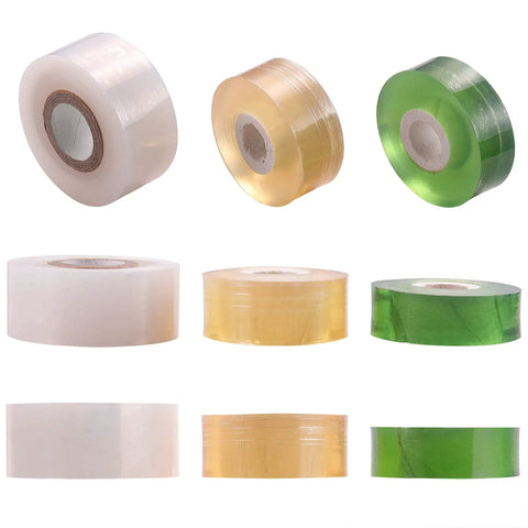 Grafting Tape For Fruit Trees, 3 Pack Stretchable Floristry Film In 3 Colors, rolls showing front and side views, Pro Grade Healing