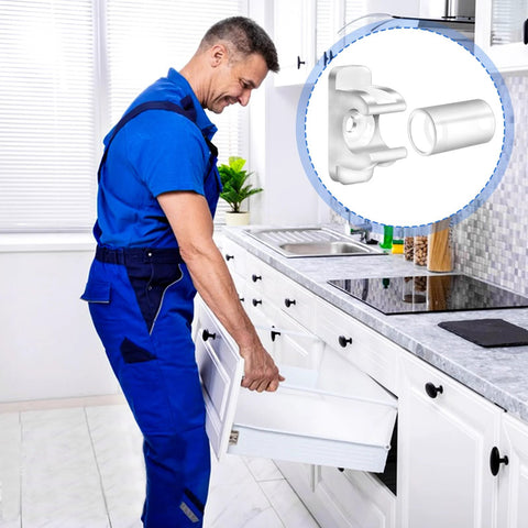 Person installing cabinet with 10 Pairs False Drawer Front Clips With Screws For Cabinet Installations in kitchen