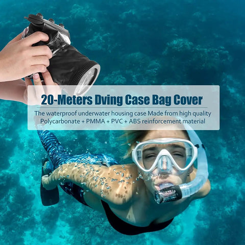 Floating 20m Underwater DSLR Housing Case for Cameras Portable Dive Cage Waterproof Protector in use during snorkeling