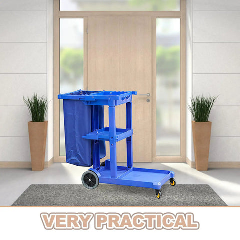 Industrial Cleaning Cart Bag Replacement Sturdy Polyester Janitorial Trolley Bag Liner Built For Workhorse Performance With Leakproof Design Large Capacity For Organizing Cleaning Tools In Supply Closets And Demanding Environments blue cart bag on cleaning trolley