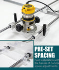 Rock Solid Full Size Router Sled Kit With Three Eighths Inch Acrylic Plates For 20mm Linear Rails showing preset spacing feature