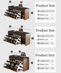 No Sweat Flip Front Shoe Cabinet With Comfy PU Bench Seat Rugged Wooden Entryway Storage Organizer Holds Sixteen Pairs, dimensions shown.