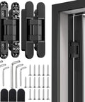 Hidden Door Hinges Pack Of 2, 6 Inch, Upgraded Invisible Concealed Hinge System, Heavy Duty 180 Degree Out Swing, 3D Adjustable, Black