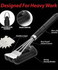 Three In One 18 Inch BBQ Grill Brush And Scraper Kit With Three Round Heads for 360 Degree Grate Cleaning showing details