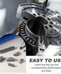 Installed view of a gearbox with round-ended feather keys; 30 pcs, carbon steel, 50×4×4 mm drive shaft keyway set