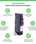 QO115DFC 15 Amp Single Pole Dual Function CAFCI and GFCI Circuit Breaker technical benefits.