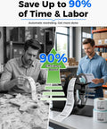 Kickass Heavy Duty Automatic Label Rewinder With Eight Speed Levels And Two Way Rewinding Tech For Coreless Rolls And Fits All Standard One Point Five Three Inch Cores No Hassle Setup in use, showcasing efficiency boost.