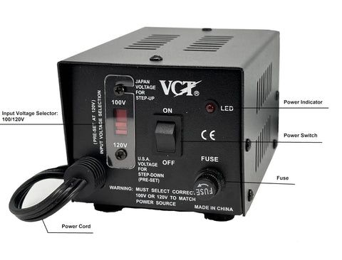 Front view of Japanese To US Voltage Transformer Step Up Down Converter 100V To 110V 500W Continuous Use For Home Electronics