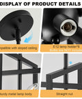 Image showing details of the Compact Geometric Black Sputnik Pendant Light, 8-Light Industrial Chandelier for Dining Room.