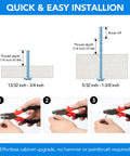 Quick and easy installation instructions for 3 Inch Black Cabinet Handles 30 Pack Square Zinc Alloy Pulls, showing thread depth