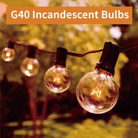 G40 Replacement Light Bulbs 120V 5W Warm White E12 Candelabra Base Dimmable Clear Glass Globe Edison Style 25 Pack outdoor string lights