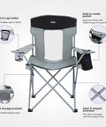 Ultralight Portable Folding Camping Chair For Adults With Cup Holder And Cooler Pouch, All Day Comfort With High Back Support