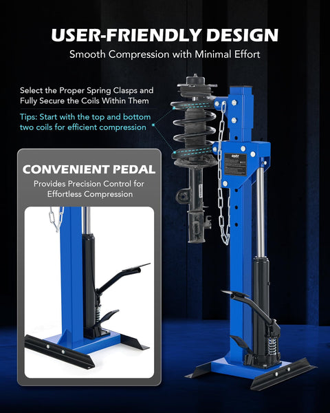 Hydraulic Strut Spring Compressor Kit With 1 Ton Compression Force And 4.5 Ton Jack Capacity Includes 4 Spring Clasps For Cars Trucks SUVs Heavy Duty For Easy DIY Auto Suspension Service