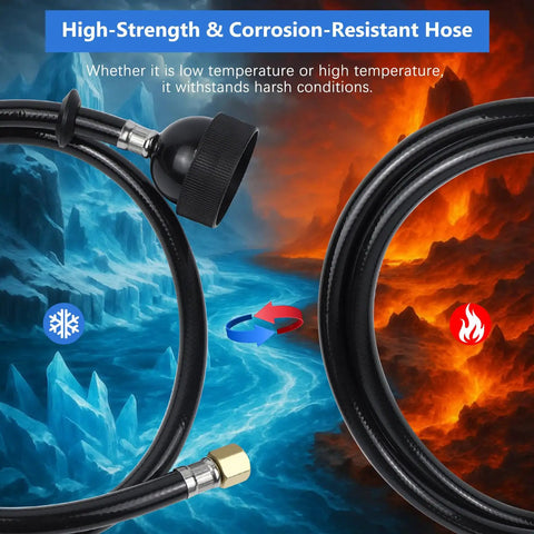 High-strength hose from Two Pack UPC Certified Salon Shampoo Bowl Sprayer Hose Kit withstands harsh temperatures.