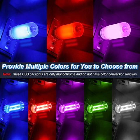 Two Pack Green USB Car Ambient LED Night Lights With Touch Dimmable Glass Bottle Design Portable Interior Mood Lighting Kit multi-color display
