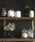 Heavy Duty 12 Inch L Shelf Brackets Set Black Metal Wall Mount Brackets With 5mm Thick Steel Includes Screws And Anchors For Sturdy Shelving In Home Garage Or Office supporting wooden shelves with decor items.