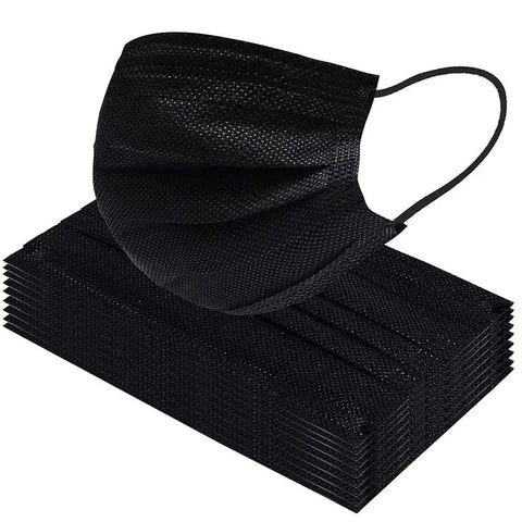 Black Disposable Face Mask With 3 Layer Design For Protection And Breathability Adjustable Nose Bridge And Elastic Ear Loops For Comfy Everyday Wear And All Day Comfort