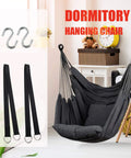 Hammock Chair Hanging Rope Lounge With Pocket Holds Up To 300 Lbs, Durable Outdoor Indoor Hangout Seat, Dark Gray, Easy Setup