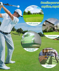 Image of a golfer using a Retractable Golf Tempo Trainer Stick For Right Handed Players Click Cue Drill Tool On The Go for versatile practice.