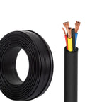 Beefy EV Charging Cable, Heavy Duty TPE Extension Cord For Electric Vehicles, 100 foot black cord with multiple wires visible.