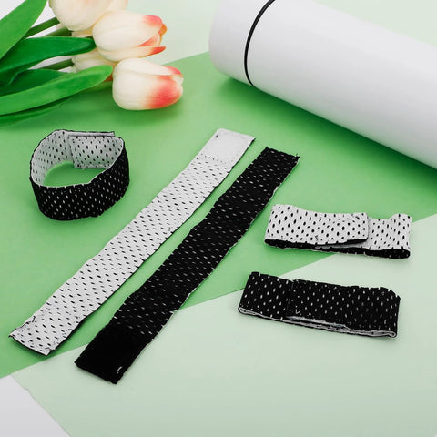 Softball Sleeve Holders With Hook Loop Fasteners Reversible Black And White Sleeve Ties For Soccer Baseball Basketball And Other Team Sports Shirts 10 Pack Breathable Durable Mesh For Comfortable Fit And Easy Teammate Sharing displayed on green background
