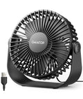 USB Desk Fan With 3 Speeds, Ultra Quiet Go-To Personal Table Fan, 5.5 Inch Portable Cooling, 90 Degree Tilt, Black