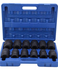 Top Tier Deep Impact Socket Set 12Pcs In 1 Inch Drive Size With Massive 24-41Mm Range And Heavy Duty Build Perfect For Pros And DIY Mechanics Looking For Serious Power And Storage On The Go. 12-piece deep impact sockets in blue case, 24-41mm