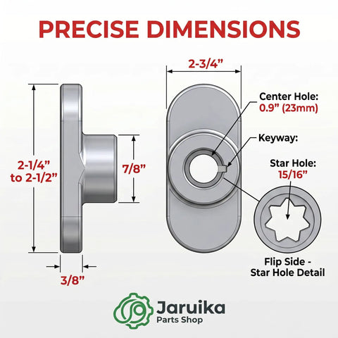 Precise dimensions of Heavy Duty 7/8 Inch Blade Adapter For MTD Troy-Bilt Cub Cadet Craftsman Lawn Mower Deck Replacement 748-0376E.