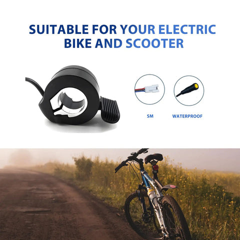 Thumb Throttle For E Bike Waterproof SM Connector 24V 36V 48V 60V 72V Mid Drive Bafang Compatible Speed Control Accessory Ride Ready For Electric Bicycle Conversion Kit