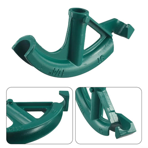 Manual Steel Pipe Bender For 3/4 Inch Copper Tube Conduit Bending Tool Head close-up view of heavy-duty green steel construction.