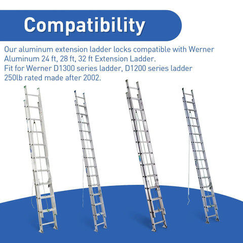 Extension Ladder Locks for Aluminum Ladders 24ft 28ft 32ft Rung Lock Kit Replacement on Werner aluminum extension ladders