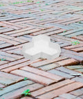 Maple Leaf Concrete Brick Mold Set 2 Pieces Reusable Stepping Stone Paver in a garden walkway setting