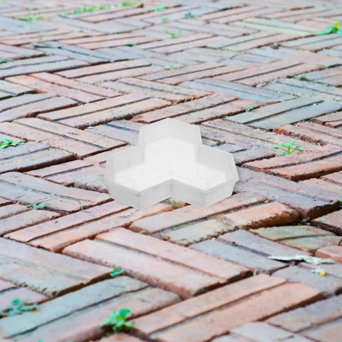 Maple Leaf Concrete Brick Mold Set 2 Pieces Reusable Stepping Stone Paver in a garden walkway setting