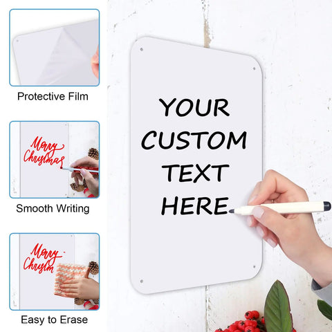Two Pack Of Crisp White Blank Metal Signs Built Tough With Rust Free Aluminum Easy Wall Mounts For Indoor Or Outdoor Display Perfect For Diy Crafting And Personalized Projects 10 By 7 Inches with hand writing on sign.