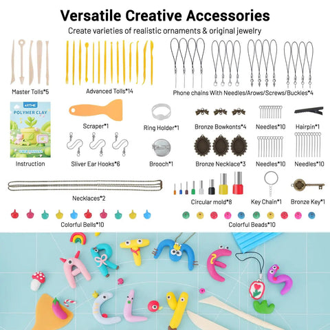 Polymer Clay Kit With 116 Colors For Oven Bake Modeling, Creative Fun Craft Kit For Kids And Teens With Sculpting Tools And Jewelry