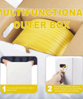 Heavy Duty PP Strapping Roll Hella Tough Packaging Belt Half Inch By 984 Feet Long Polypropylene Pallet Banding Strap Rock Solid 300 Lbs break strength inside a multifunctional outer box.