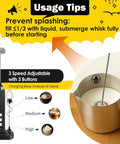 Rechargeable Milk Frother Handheld With 3 Detachable Stainless Whisks 3 Speed Adjustable Drink Mixer for Coffee