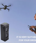 Woman flying drone with Three Pack Mavic 3 Replacement Battery Set With 3 Channel Fast Charger Hub in use.