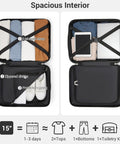 Kono 15'' underseat carry-on luggage, nude/rose pink PC+ABS hardshell; interior with cross straps and divider