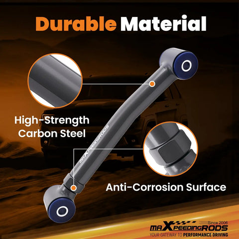 Adjustable Front Control Arm for Jeep Wrangler TJ Cherokee XJ ZJ, high-strength carbon steel with anti-corrosion surface