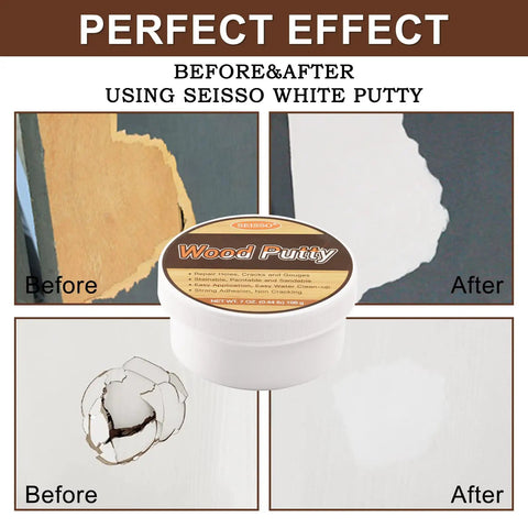 Water Based Wood Filler White Wood Putty For Trim And Cabinet Repair Paintable Stainable Formula easy repair of damaged surfaces before and after.
