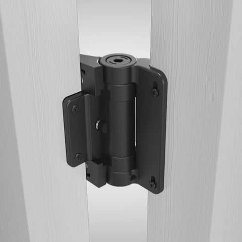 Heavy Duty Self Closing Gate Hinges With Adjustable Tension Springs for Vinyl PVC and Wood Pool Safety SHC135 Black Safetech.