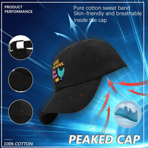 Black Homestead Freedom Adjustable Cap For Women, low profile, breathable cotton, with embroidered text and graphic design.