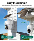 4 Camera Solar Powered Outdoor Wireless Security Kit With No Subscription 5MP Ultra HD camera installed with solar panel